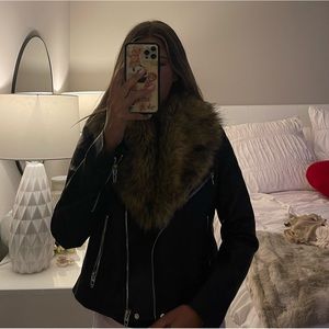 Blank NYC leather jacket with removable fur